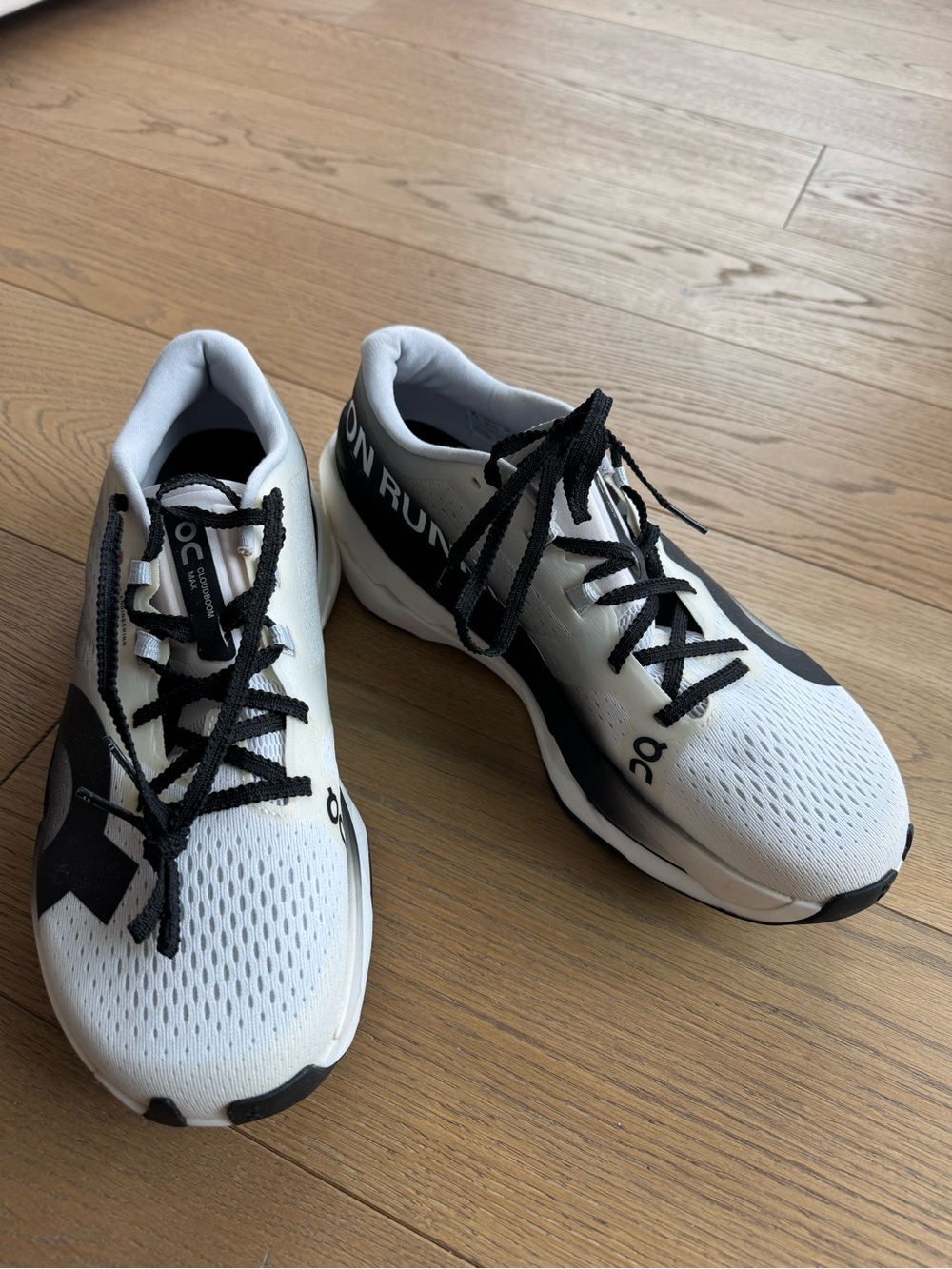 On Clouds Cloudboom Max Men's White and Black Athletic Running Shoes